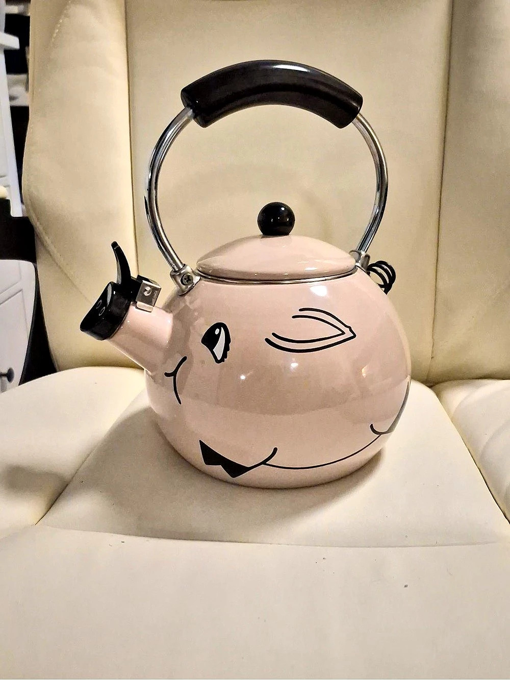 Vintage 1990s Kamenstein Pink Pig Whistling Tea Kettle